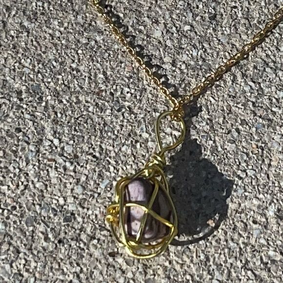 💥 MOOKAITE JASPER WIREWRAPPED GEMSTONE NECKLACE 💥 - Picture 4 of 4